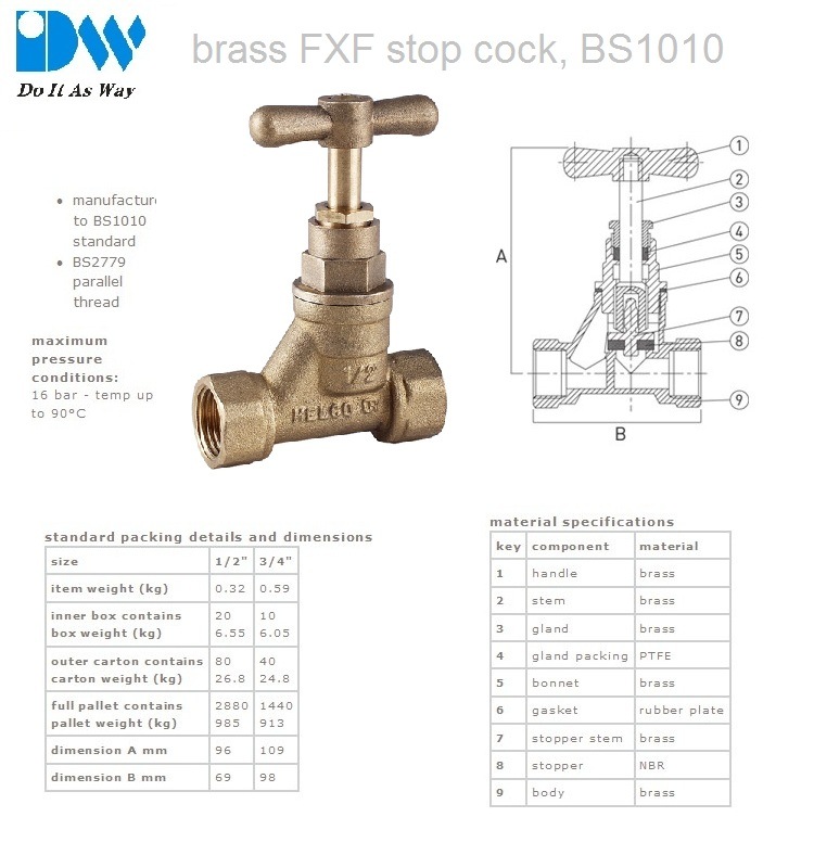 Robinet d'arr&ecirc;t en laiton BS1010-2