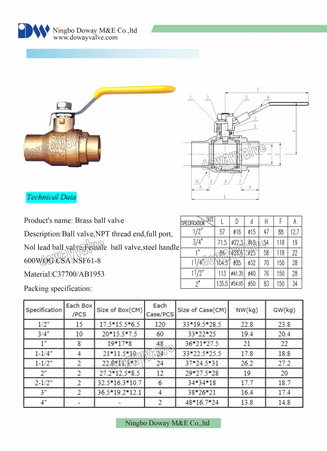 Robinet &agrave; bille soud&eacute; &agrave; passage int&eacute;gral en laiton forg&eacute; 600 Wog