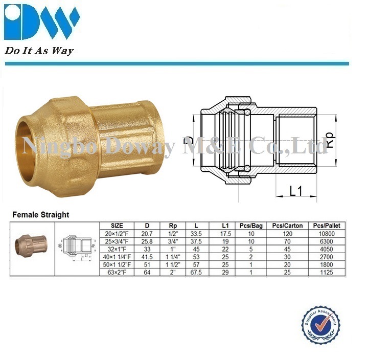 Raccords de compression en laiton pour raccord m&acirc;le de tuyau PE