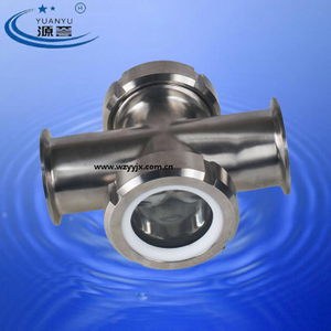 Inline Union Cross Sight Glass Tri Clamp Sanitary Stainless Steel