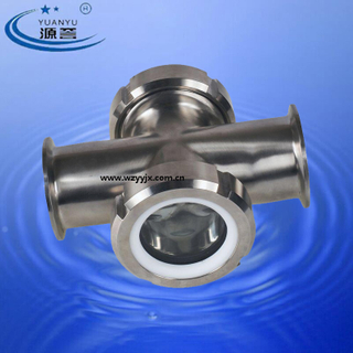 Inline Union Cross Sight Glass Tri Clamp Sanitary Stainless Steel