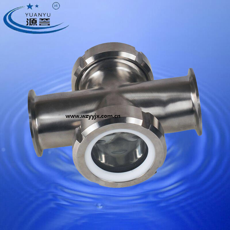 Inline Union Cross Sight Glass Tri Clamp Sanitary Stainless Steel