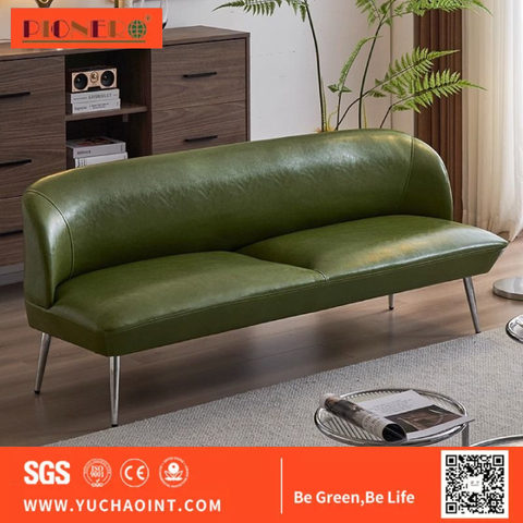 Latest Design High Quality Oil Wax Leather Modern Sofa Set Small Home Living Room Sofa in Green