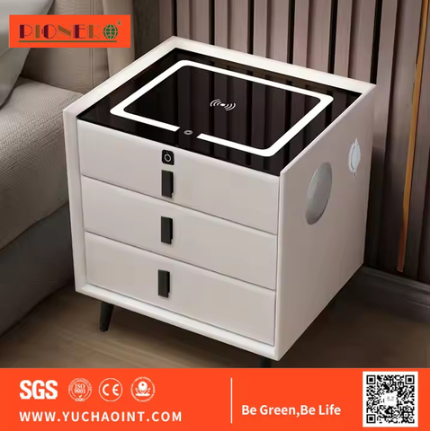 Wholesale Home Furniture Furniture Smart Nightstands Wireless Charging Table Bedside Cabinet for Bedroom Carton Modern