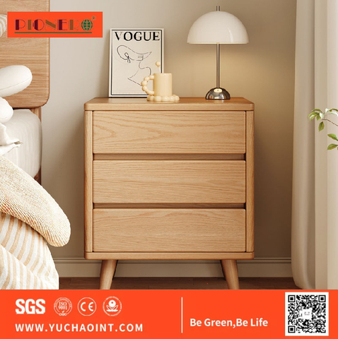 Nordic Solid Wood Bedside Table Home Bedroom Furniture Simple Modern Rustic Storage Cabinet Wood Nightstand