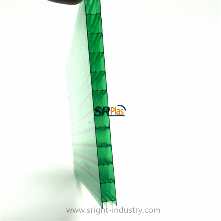 Green High Qualtiy Polycarbonate Roofing Sheets Polycarbonate Hollow Sheets Four Wall 