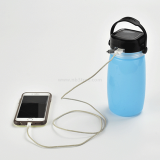 Foldable Silicone Water Bottle Light with Solar Panel, Power Bank Function