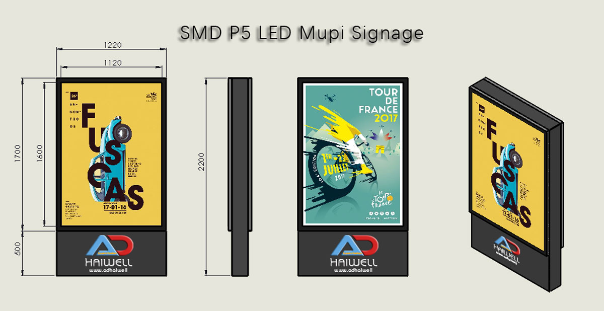 Doppelseitige MUPI-SMD-P5-LED-Zeichen