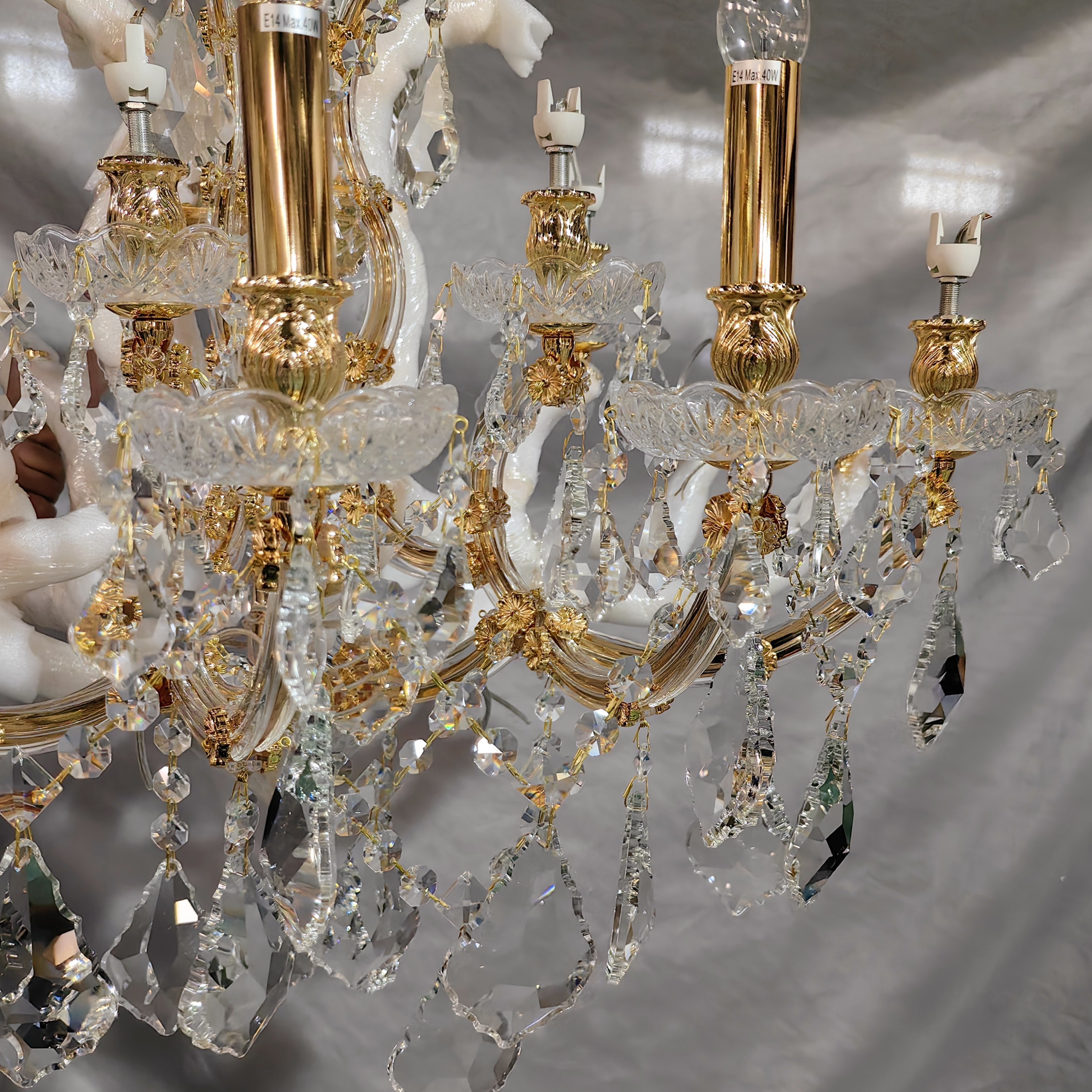 Люстра гостиницы европейского металла стиля Майра Терезы кристаллическая золотая (MD9858-12+6+1)