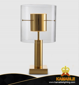 Простой модный стеклянный круг Gold Steel для использования внутри помещений настольная лампа (MT80528-1-300)
