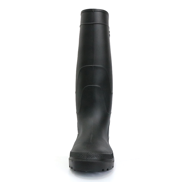 F35BB black waterproof steel toe cap matte pvc safety rain boot