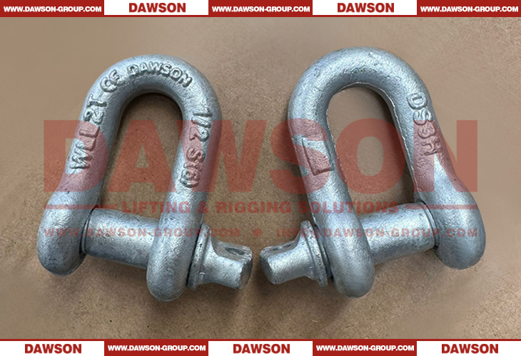 Manilha de corrente tipo DG210 galvanizada cinza por imers&atilde;o a quente da marca Dawson com pino de parafuso, manilha Dee de pino de parafuso S6 de alta resist&ecirc;ncia - Dawson Group Ltd.