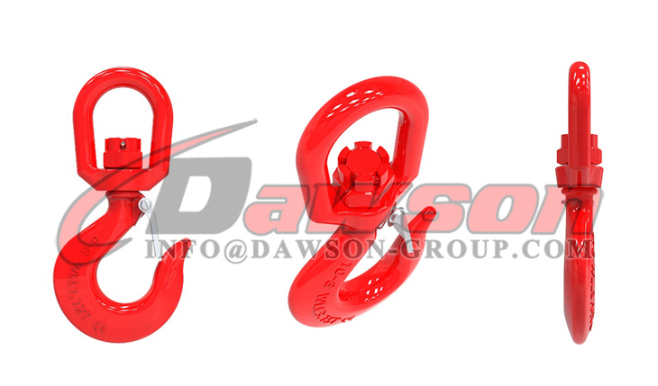 DS040 Gancho girat&oacute;rio grau 80 com trava de seguran&ccedil;a para eslingas de corrente de eleva&ccedil;&atilde;o de guindaste para servi&ccedil;os pesados ​​- Dawson Group Ltd.