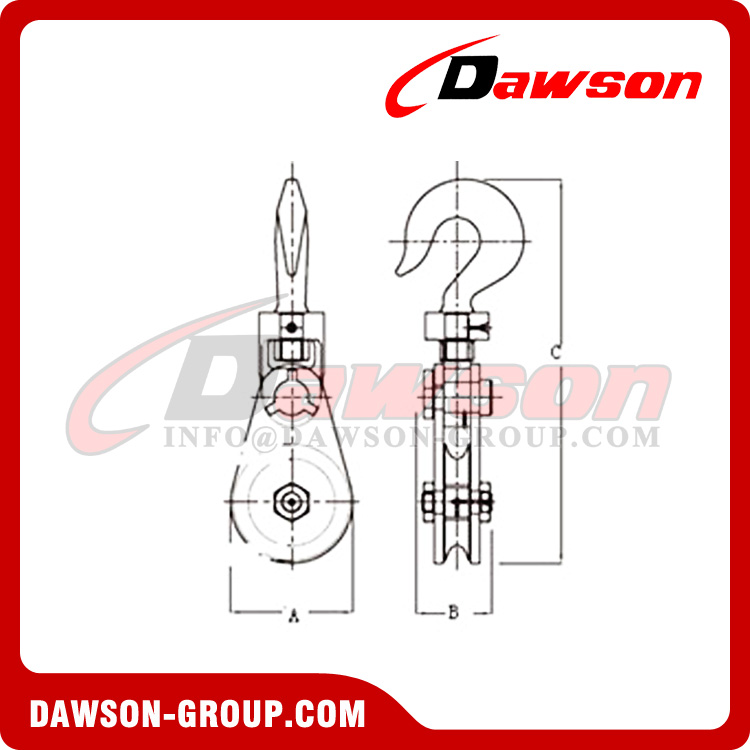 フック付きヘビーデューティ スナッチ ブロック (鍛造鋼製シーブ) - Dawson Group Ltd. - 中国メーカー、サプライヤー