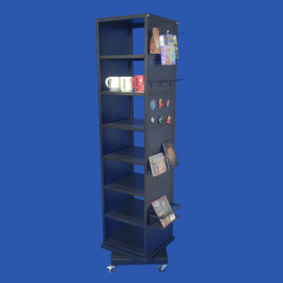 Souvenire Store Gifts Display Metal Pegboard Rotating Rack with Adjustable Shelf