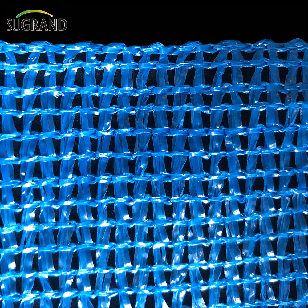Seis agujas 180 gsm blanco y azul Mono Tape Shade Net