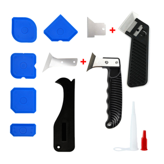 12 pcs/ set Joint Sealant Silicone Caulk Finishing Tool Grout Remover Angle Scraper with Nozzle and Cap