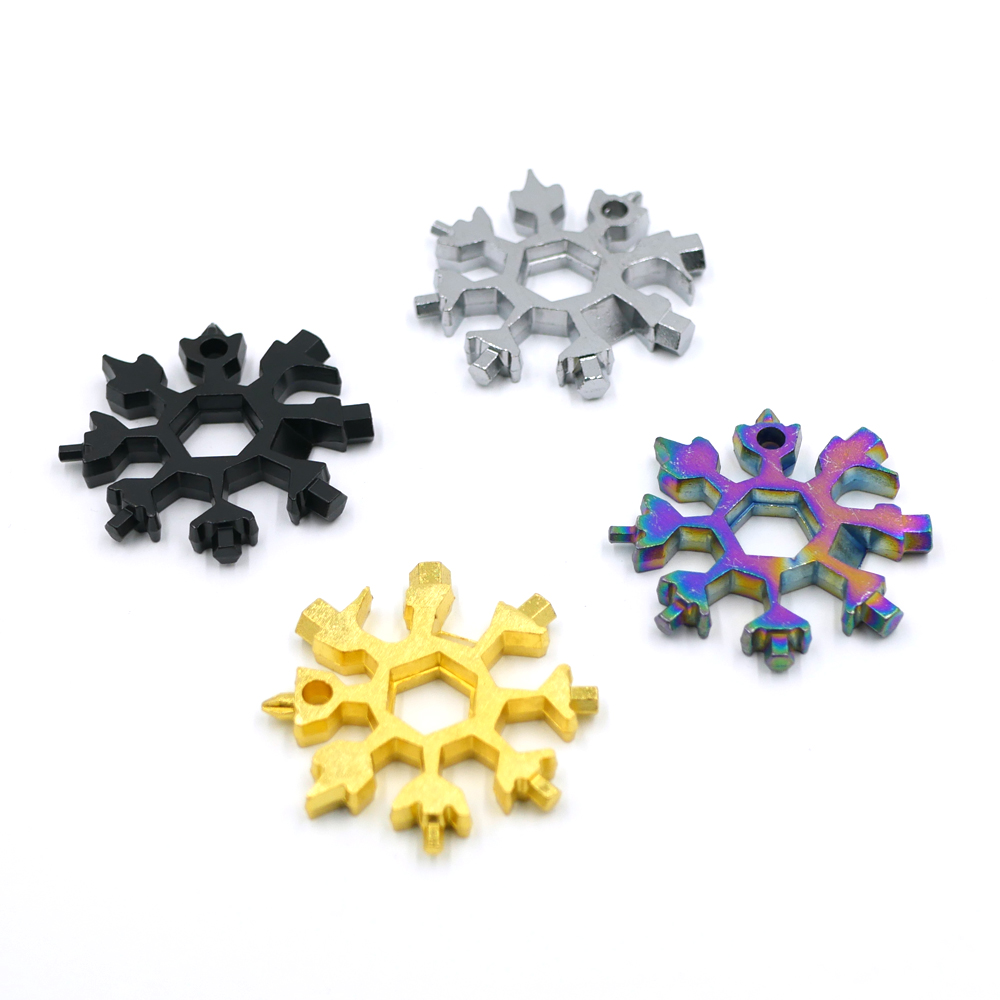 Christmas Gift Stainless Steel Color Snowflake Bottle Opener Flat Phillips Screwdriver 18in1 Snowflake Multi Tool