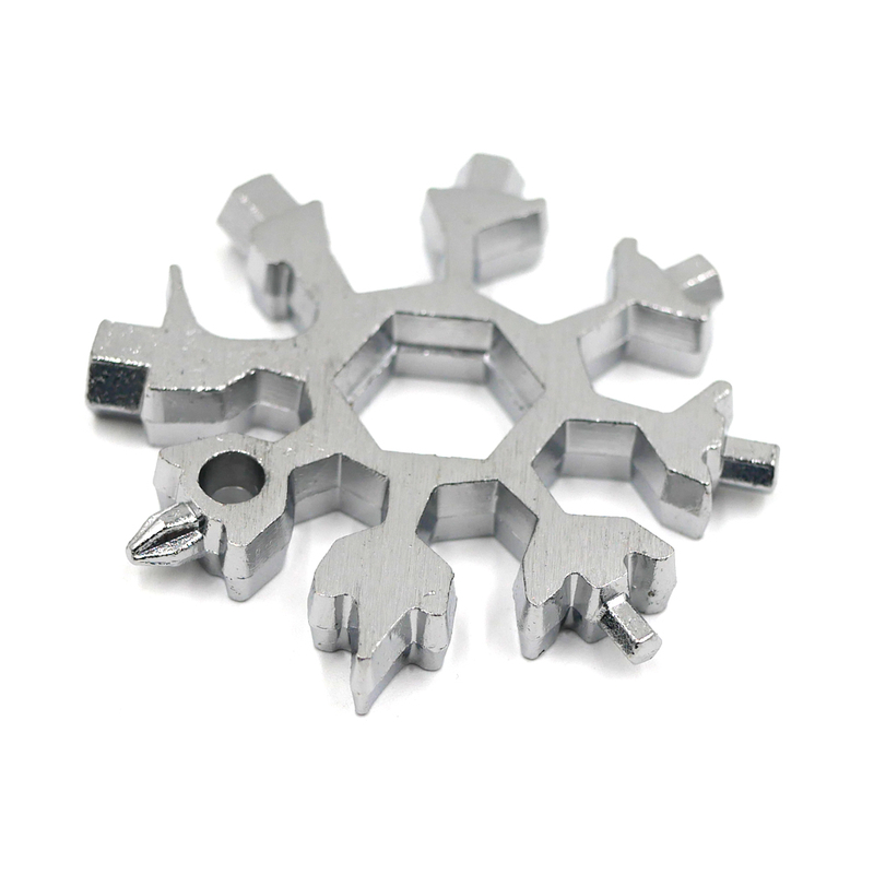 Silver Key Chain Hex Wrench Set Cross Screwdriver Kit Box Bottle Opener 18 in 1 Stainless Steel Snowflake Multitool