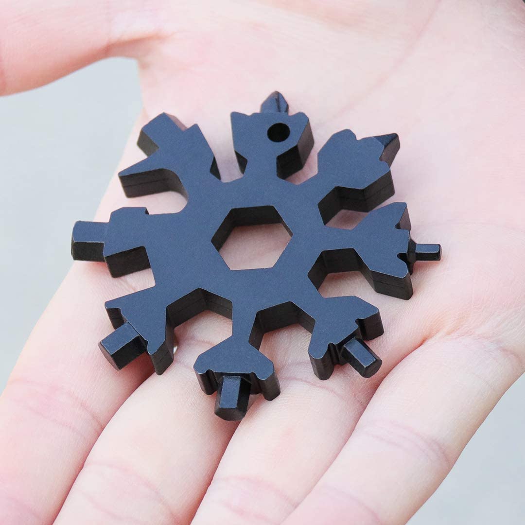 18 in 1 Portable Outdoor Key Chain Bottle Opener Flat Screwdriver Kit Stainless Steel Snowflake Multitool