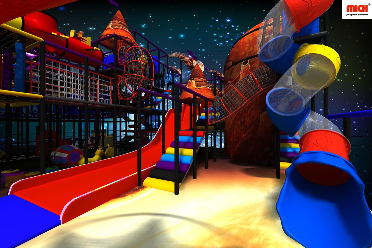Space bertema 4 level anak -anak playhouse lembut