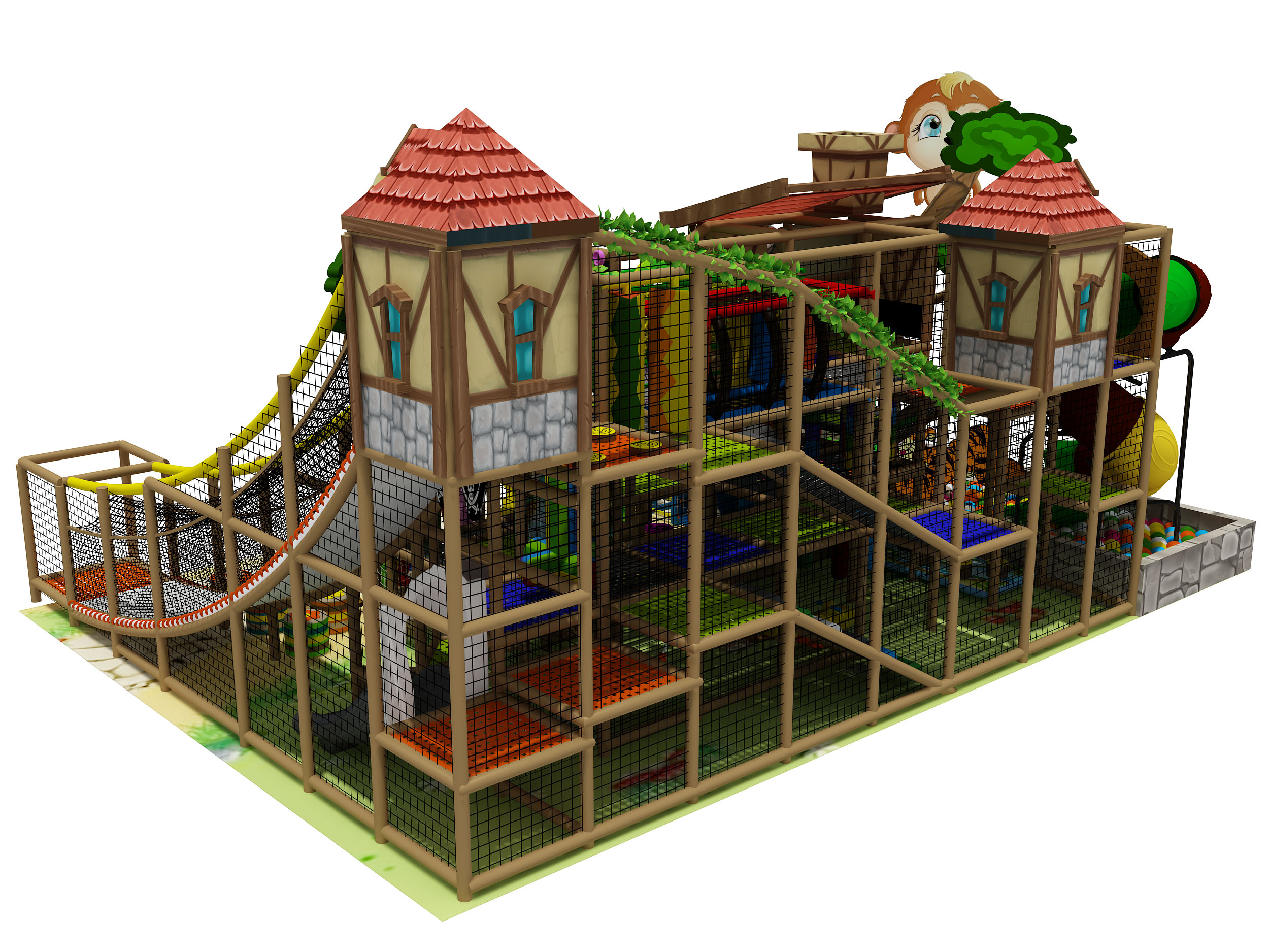 Jungle Tema Toddler Kapalı Oyun Merkezi