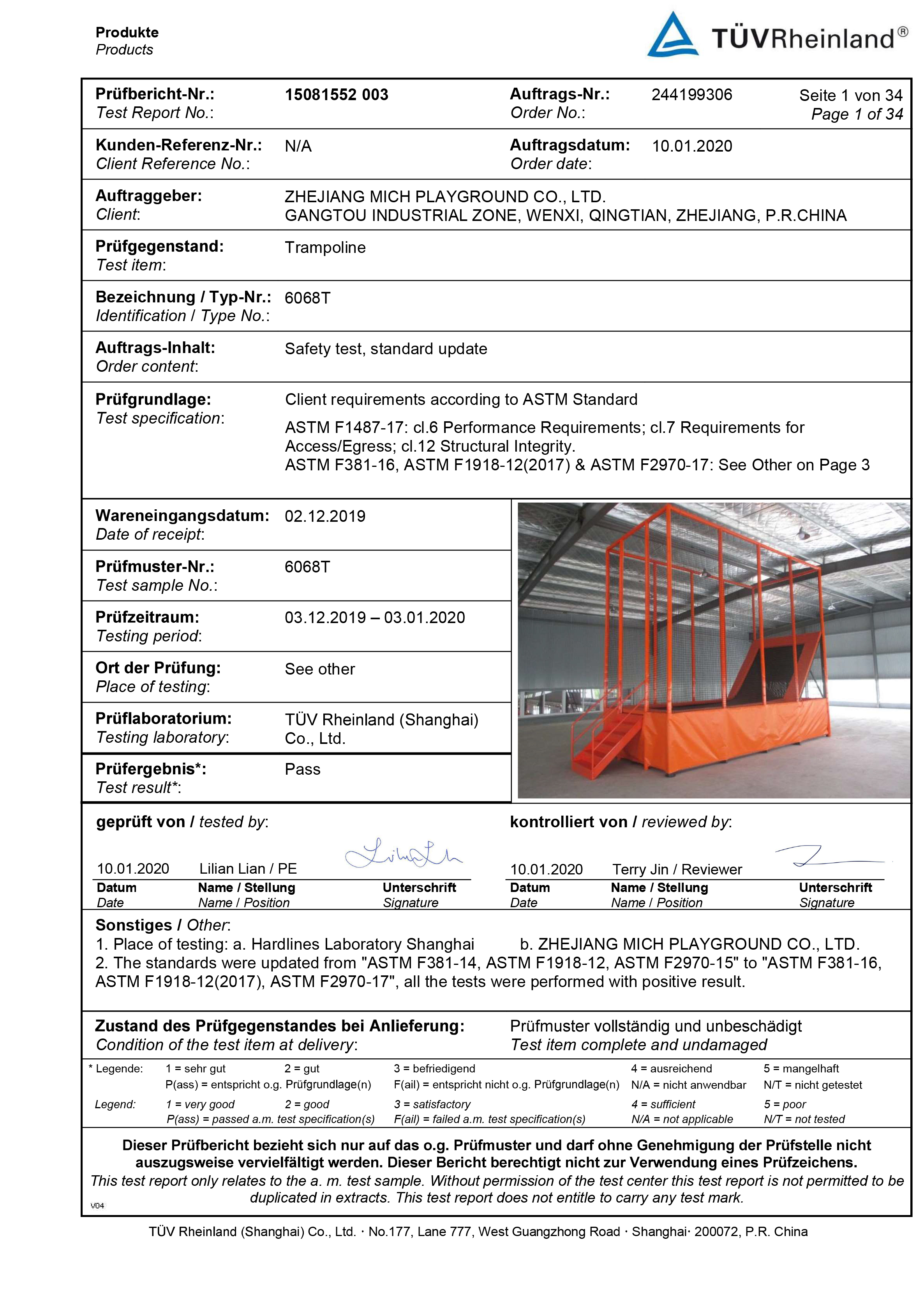 Produttore di parco di trampolino certificato ASTM