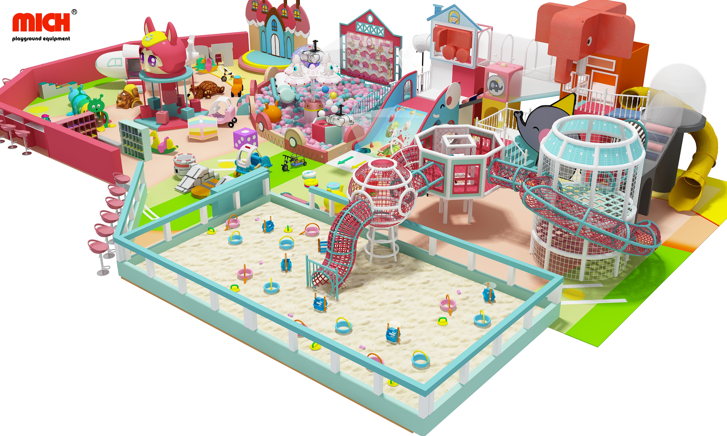 Коммерческая розовая тематическая детская игровая площадка