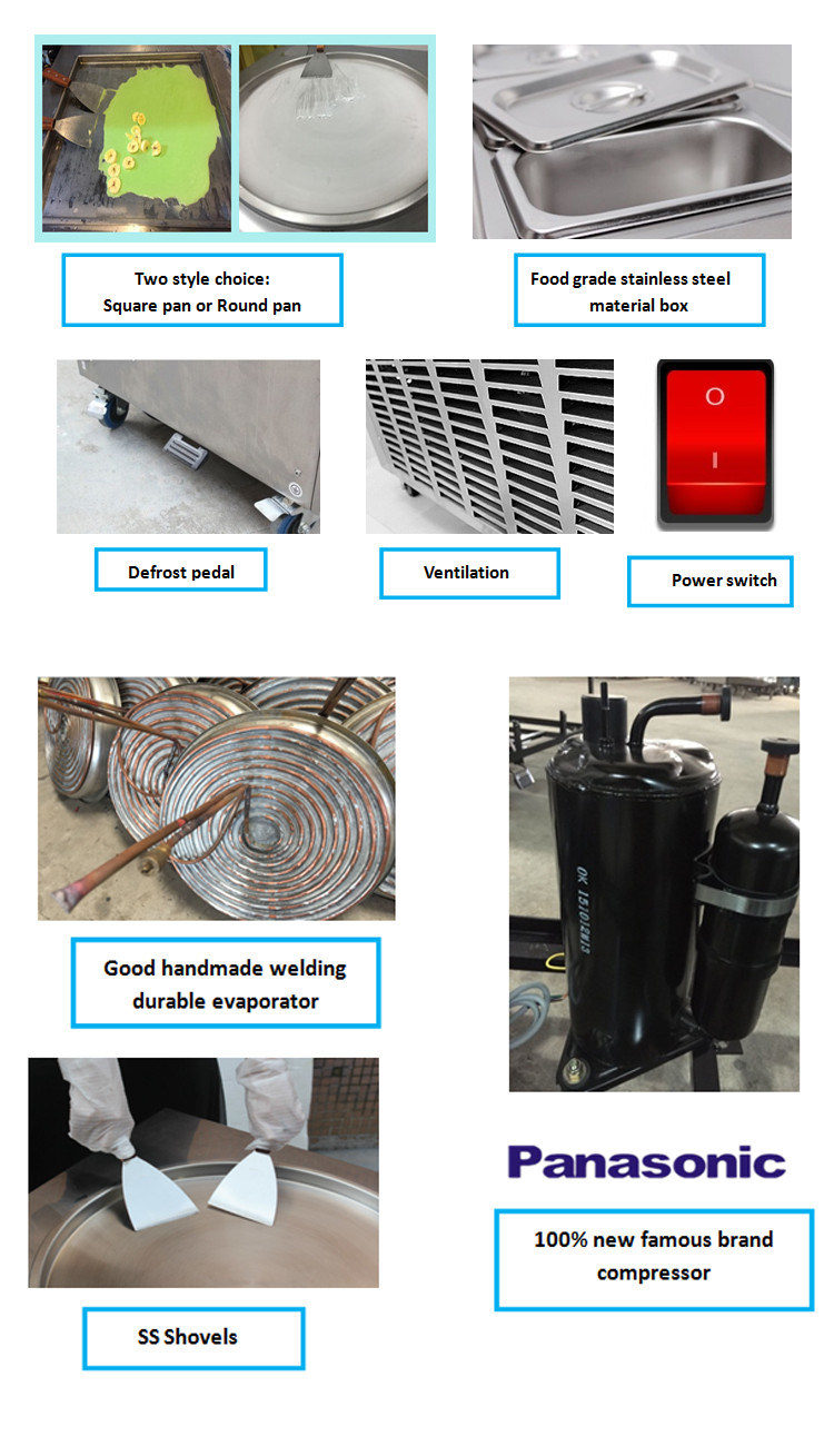 Cold Ice Pan Roll Ice Cream Machine for Commercial