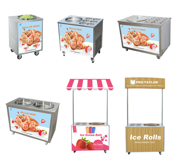 with 8 Toppings Falt Fried Pan Roll Ice Cream Maker