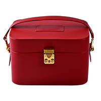 2020 New Professional Cosmetic Bag Pu Leather Women Fashion Jewelry Vanity Box with Zipper