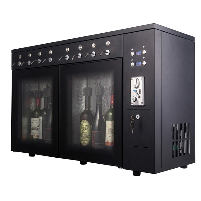 Dispensador de vino con venta de monedas SC-8T | Sistema de conservación de vino de argón/nitrógeno para 8 botellas