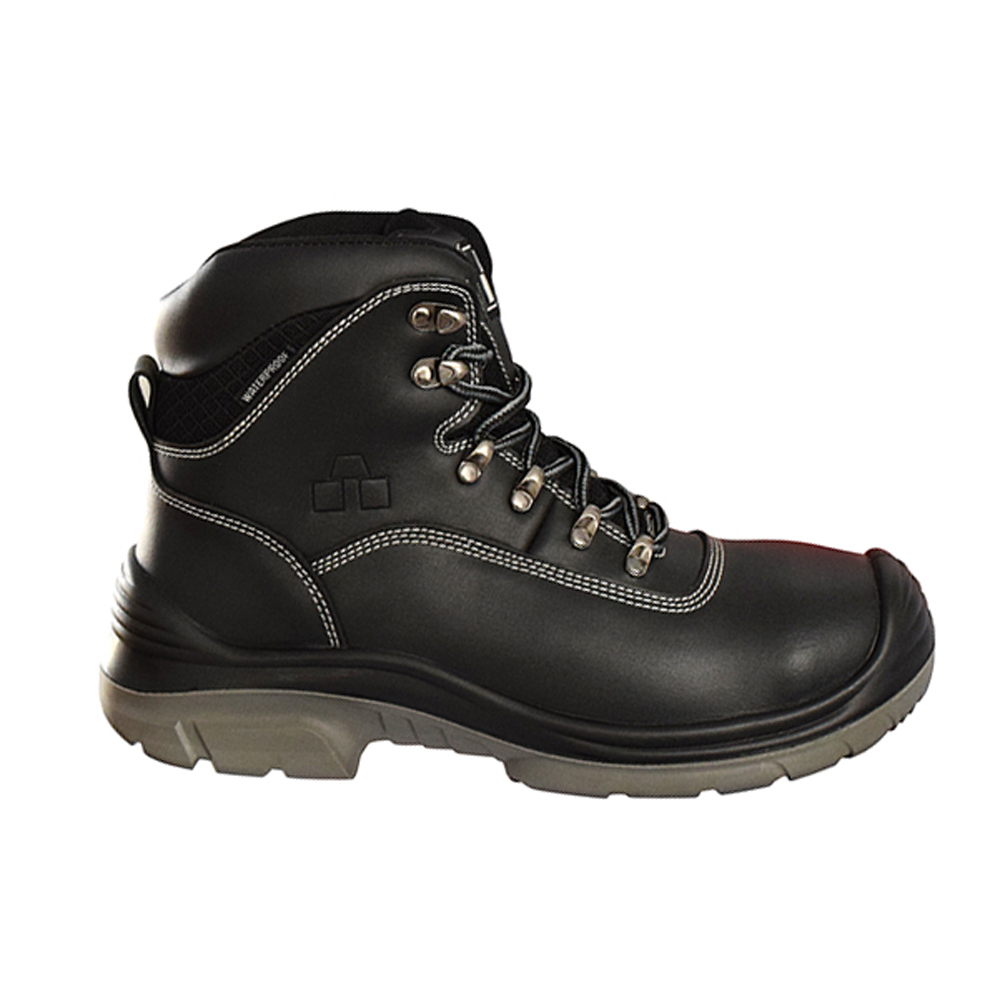 PU injection black soft nappa leather sport type labor labor secure steel plate safety shoes with steel toe