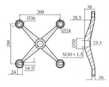 Glass spider bracket made of Stainless steel 304