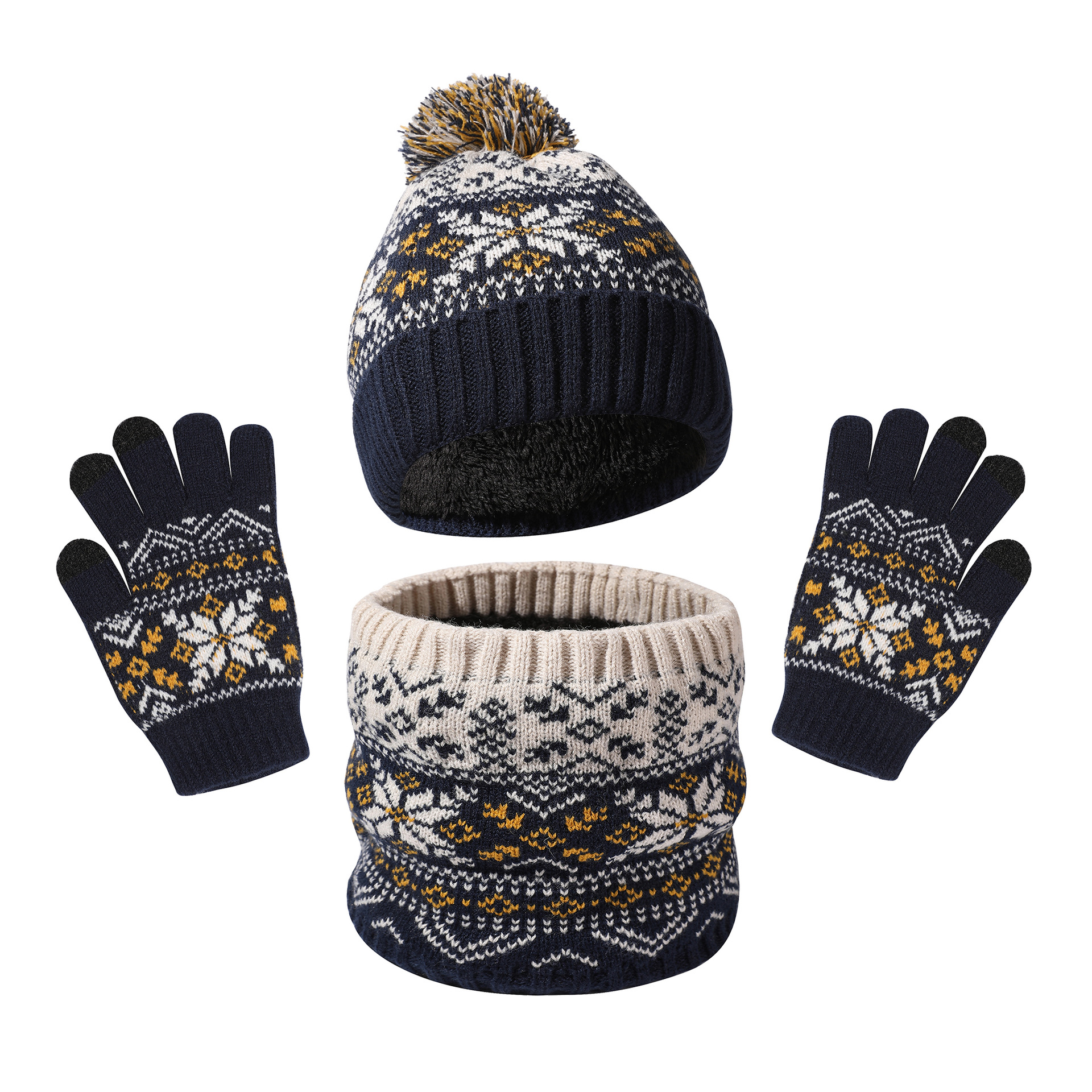 Winter Ladies Hat Neckwarmer Glove Set