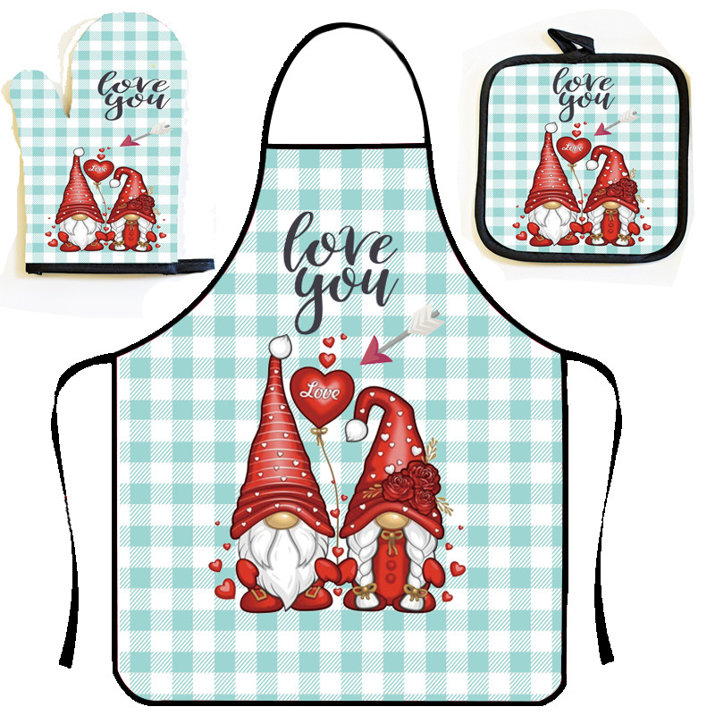 Fashion Kitchen Apron Oven Mittens Set
