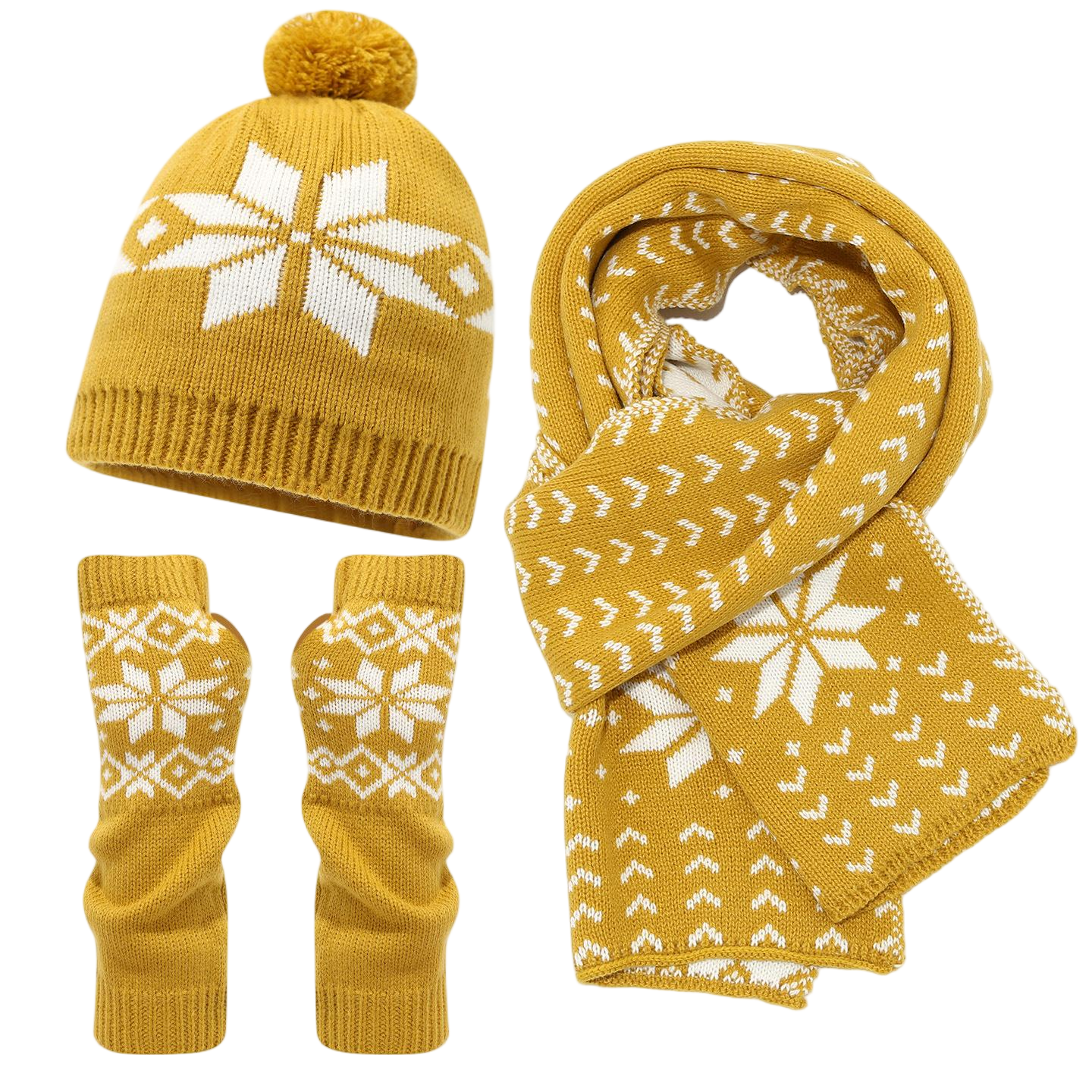 Yellow Snowflake Knit Two Piece Set