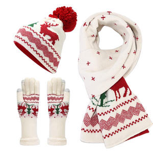 White Christmas Tree Knit Three Piece Set