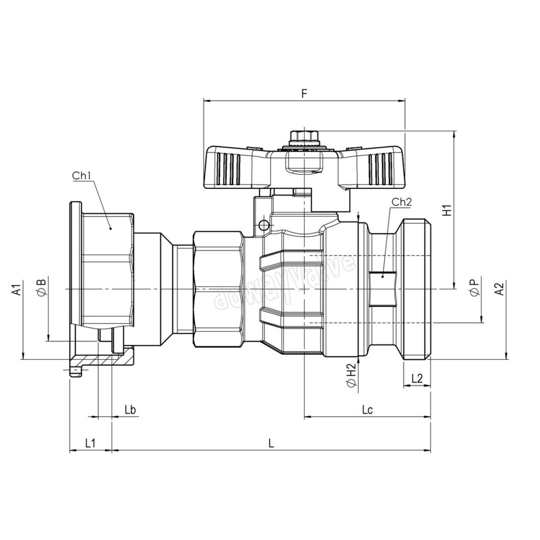 Vanne &agrave; bille d'admission &agrave; al&eacute;sage r&eacute;duit pour compteur de gaz avec poign&eacute;e en T scellable jaune
