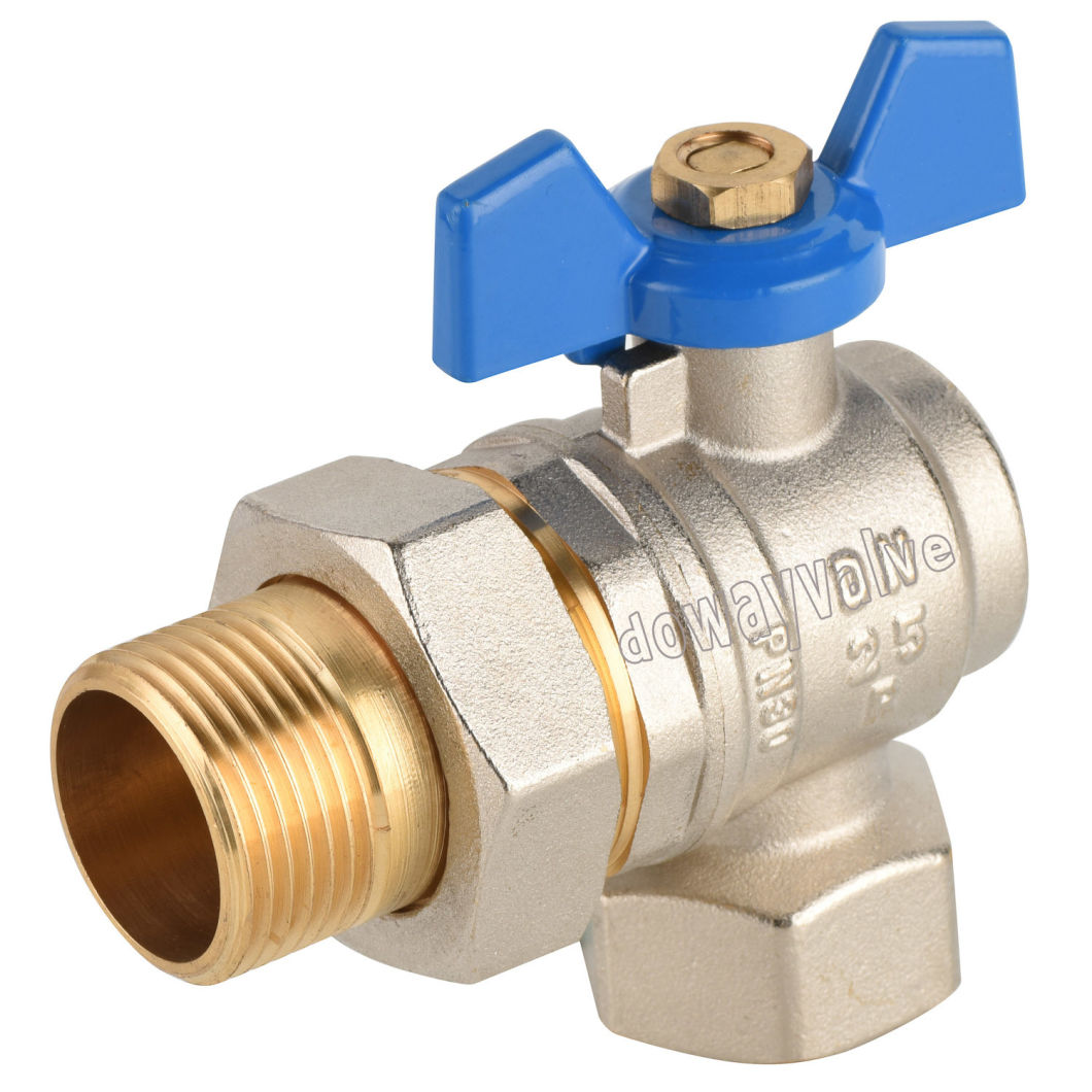 Fabricant de la Chine Robinet &agrave; bille en laiton nickel&eacute; personnalis&eacute; avec union