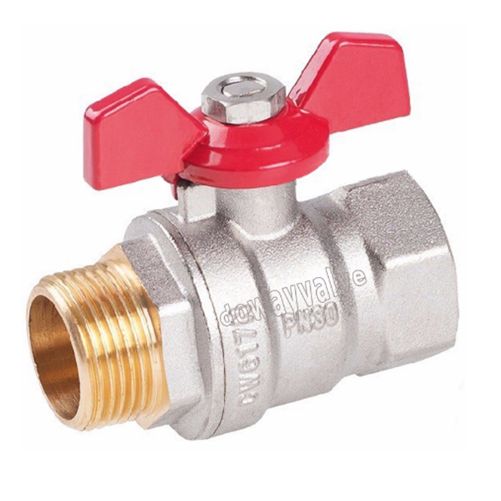 Robinet &agrave; bille en laiton forg&eacute; avec poign&eacute;e papillon