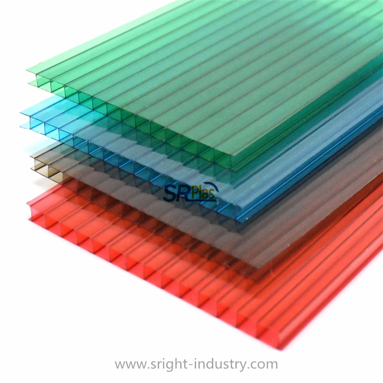 Colorful Double Wall Polycarbonate Hollow Sheets Twin Wall PC Hollow Sheets
