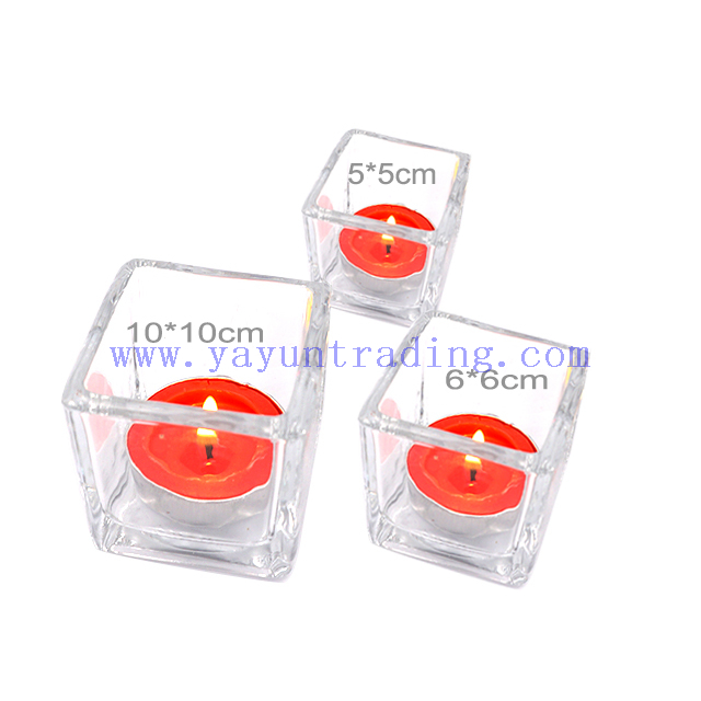 yayun hot sale 50ml 100ml 600ml clear square glass candle jars candle tumblers