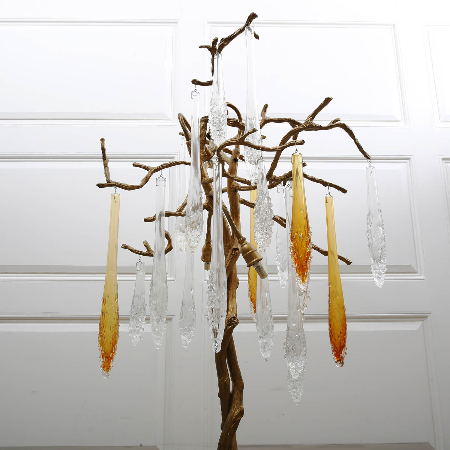 Свет пола комнаты для гостей украшения формы дерева латунный стеклянный (KA531-F)
