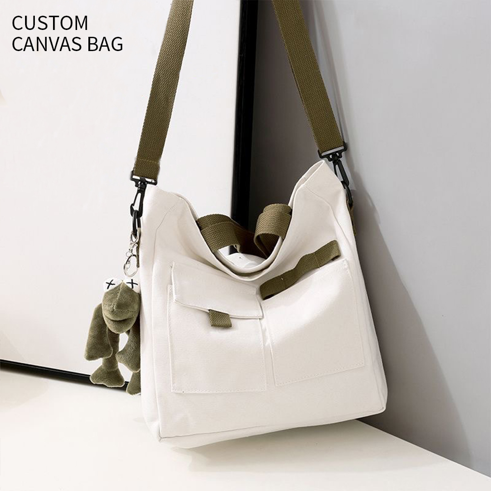 Custom Fashion Canvas Shoulder Bag With Logo 