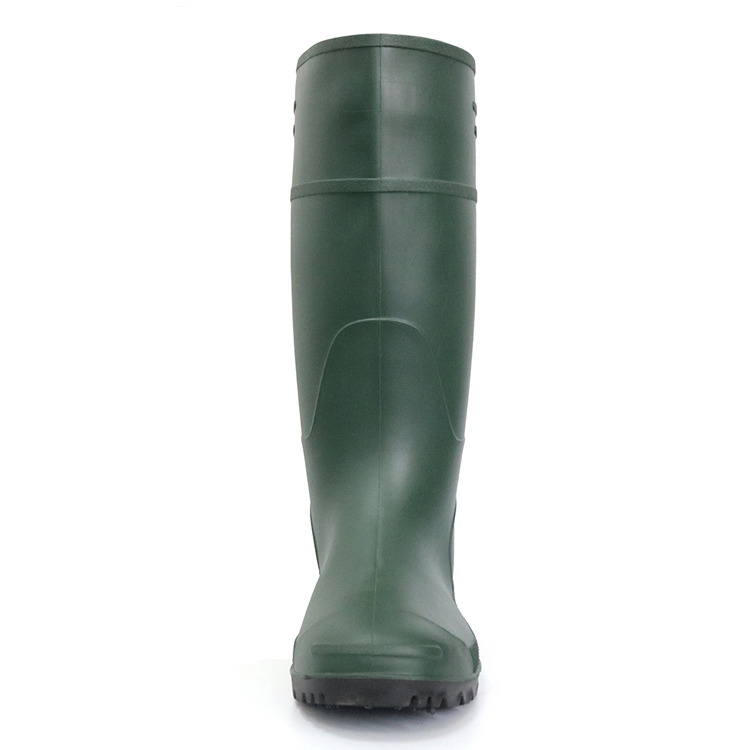 A8-GB green non safety matte pvc work rain boot for men