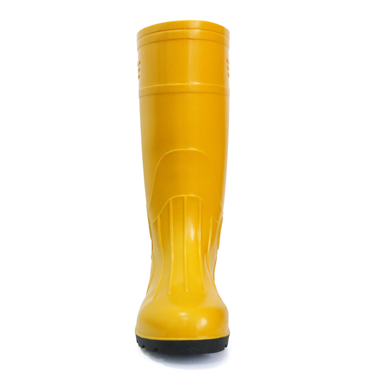 107-YB yellow steel toe cap glitter pvc safety rain gum boots