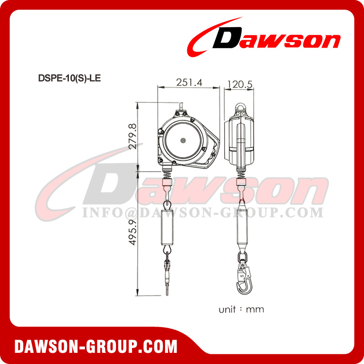Linha de vida retr&aacute;til DSPE-10 (S) -LE - Dawson Group Ltd. - Fabricante, f&aacute;brica na China
