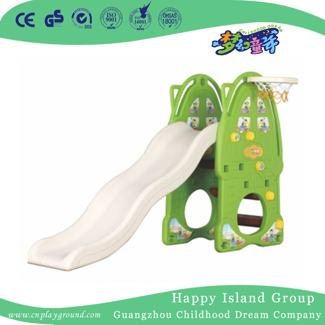 Kinder spielen Green Rabbit Plastic Small Slide Spielplatz mit Schaukel (ML-2014206)