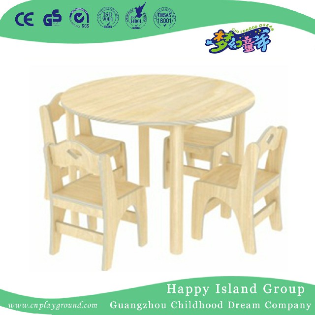 Halbrunder Tisch für Schulgewerbekinder aus natürlichem Holz (19A7005)